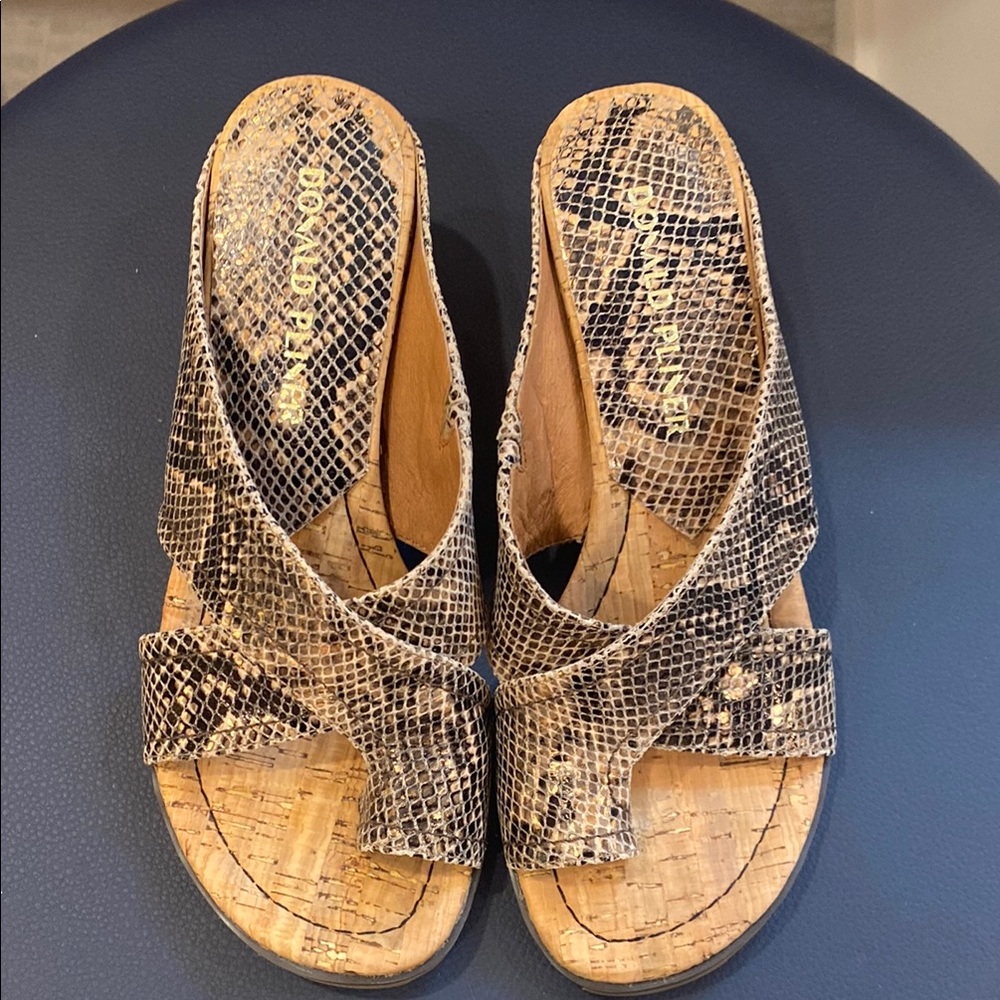 Donald Pliner Brown Sandals with Reptilian Texture
